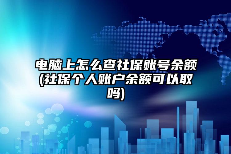 电脑上怎么查社保账号余额(社保个人账户余额可以取吗)