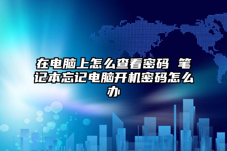 在电脑上怎么查看密码 笔记本忘记电脑开机密码怎么办